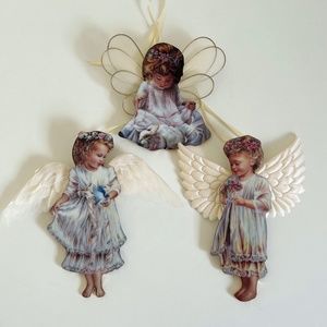 Bradford Exchange Heaven's Little Angels Porcelain Xmas Tree Ornaments Set of 3